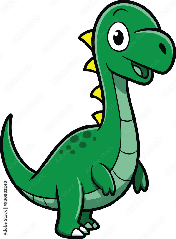 Naklejka premium Baby Dragon with green yellow color white background