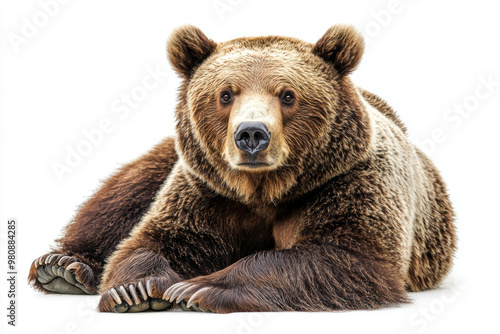 Wallpaper Mural A majestic bear resting on white isolated background, showcasing its powerful build and striking features. bears fur is rich and textured, reflecting its natural habitat Torontodigital.ca