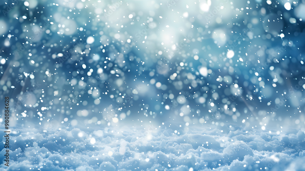 Abstract Winter Background with Snowflakes and Heavy Snowfall Abstract Winter Background with Snowflakes and Heavy Snowfall
