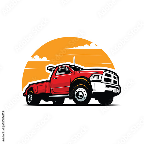 Tow Truck Wrecker Vector Art Illustration