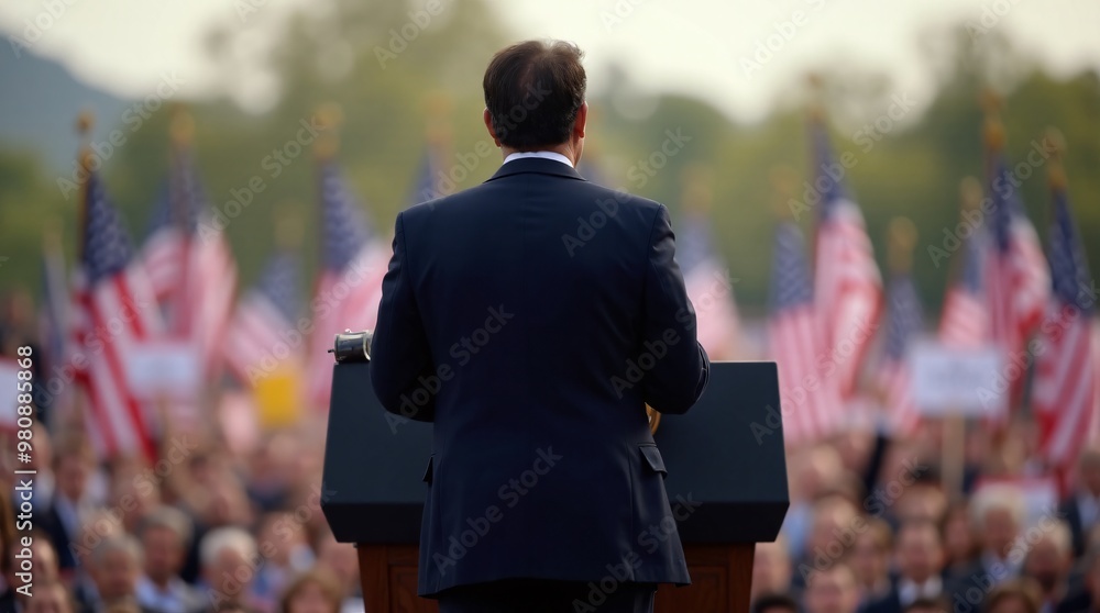 Man U.S Presidential Candidate Delivering a Speech, A male U.S election ...