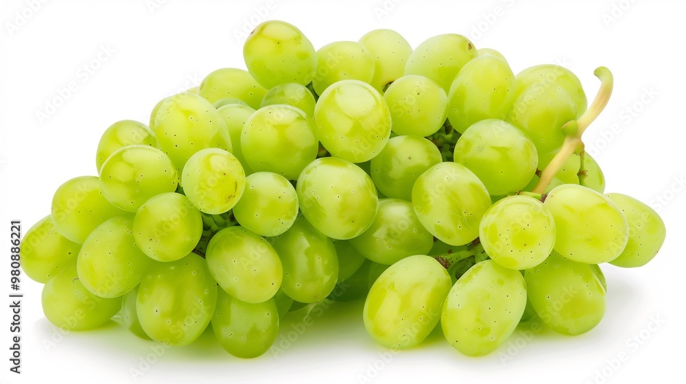 A Bunch of Green Grapes Isolated on White Background A Bunch of Green Grapes Isolated on White Background