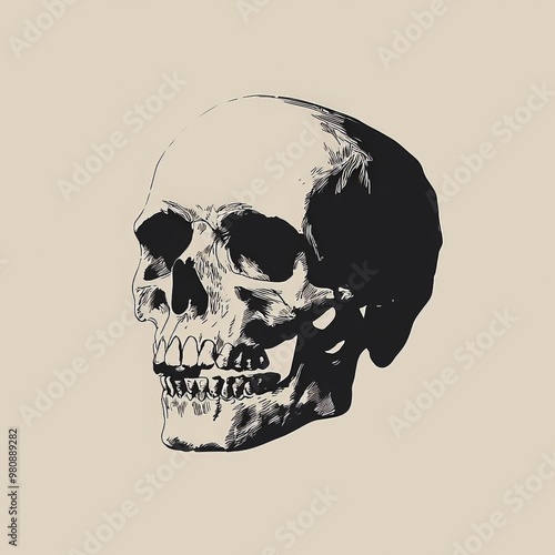 Wallpaper Mural Simple skull silhouette, clean and minimalistic, neutral background Torontodigital.ca