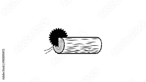 sawmill emblem, black isolated
silhouette
