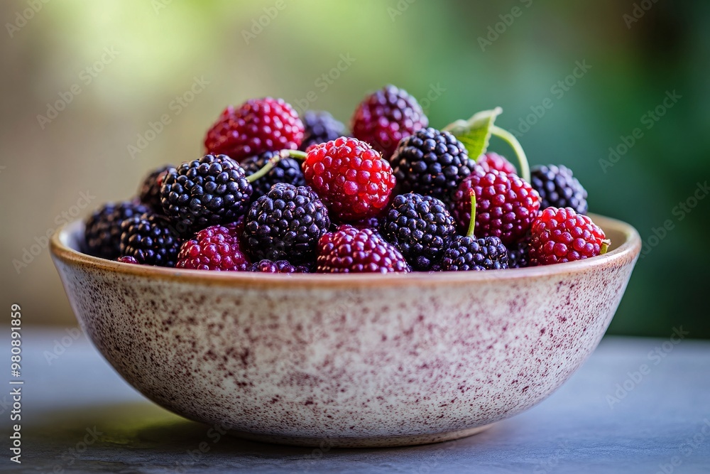 Bowl of Fresh Blackberries and Raspberries Bowl of Fresh Blackberries and Raspberries