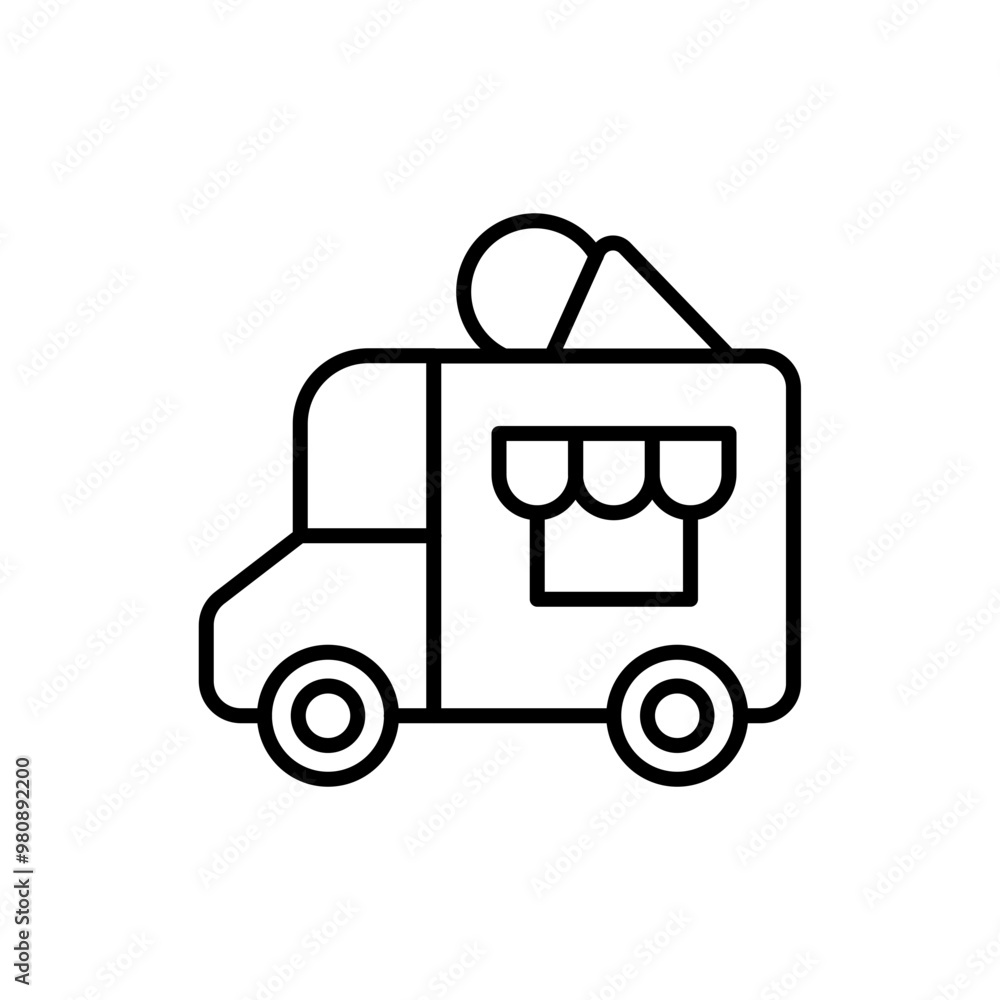 Ice cream truck outline icons, minimalist vector illustration ,simple transparent graphic element .Isolated on white background Ice cream truck outline icons, minimalist vector illustration ,simple transparent graphic element .Isolated on white background