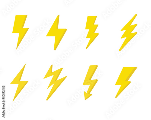 Free Download Lightning icon set. thunderbolt, electric, power icon. energy, electrical sign icon. Isolated Yellow Lightning icons  set on white background. - GFXLoad