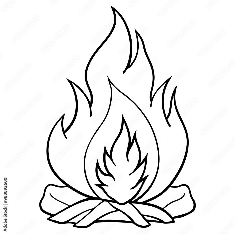 bonfire sketch outline coloring book page line art drawing bonfire sketch outline coloring book page line art drawing