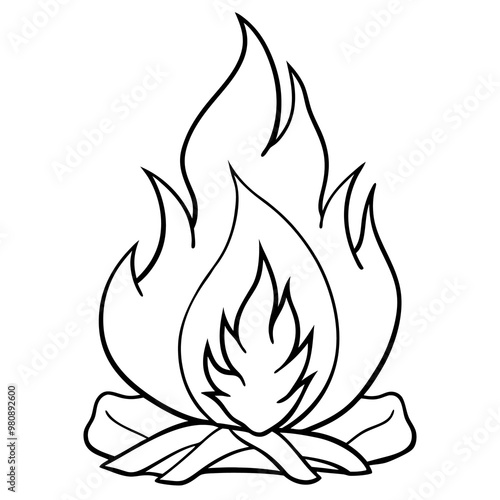 bonfire sketch outline coloring book page line art drawing