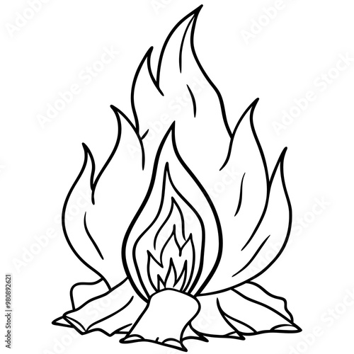 bonfire sketch outline coloring book page line art drawing