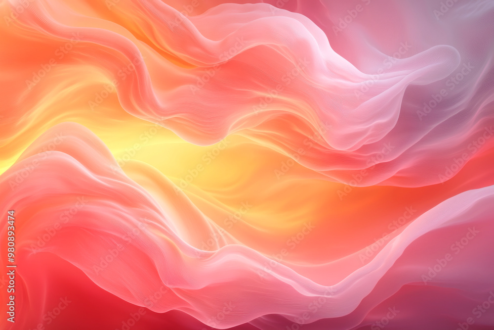 Obraz premium Abstract colorful swirl with soft gradients in shades of red, orange, and pink, creating a warm, flowing atmosphere.