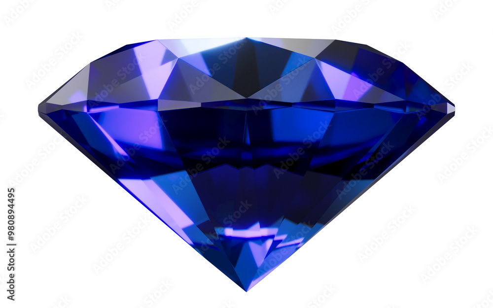 A sapphire on a transparent background. A high-resolution 3D rendering. A sapphire on a transparent background. A high-resolution 3D rendering.