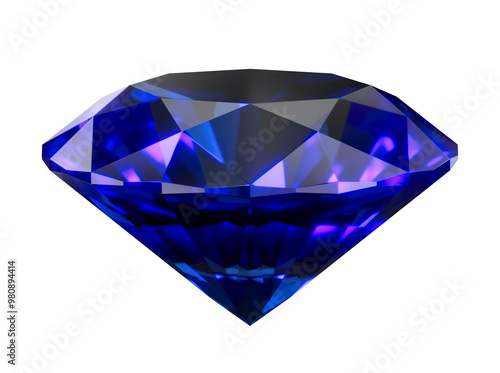 A sapphire on a transparent background. A high-resolution 3D rendering.