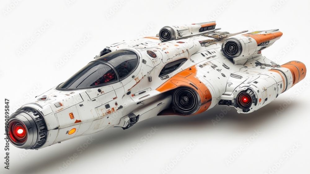 Futuristic spacecraft model with intricate details and vibrant colors. Futuristic spacecraft model with intricate details and vibrant colors.