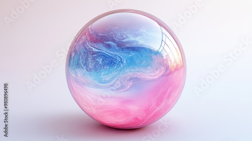 A colorful, swirling sphere with a glossy finish.