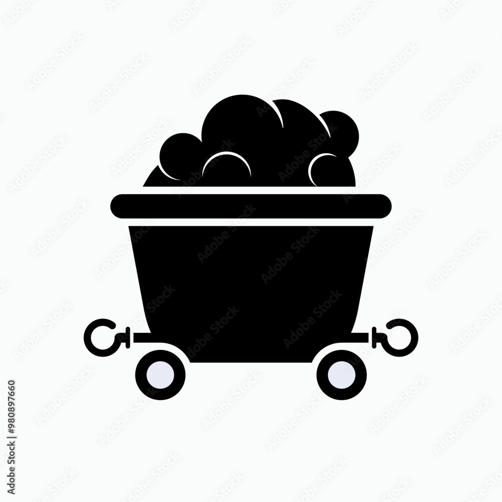 Mining Icon. Miner, Mine Train Symbol - Vector. Mining Icon. Miner, Mine Train Symbol - Vector.