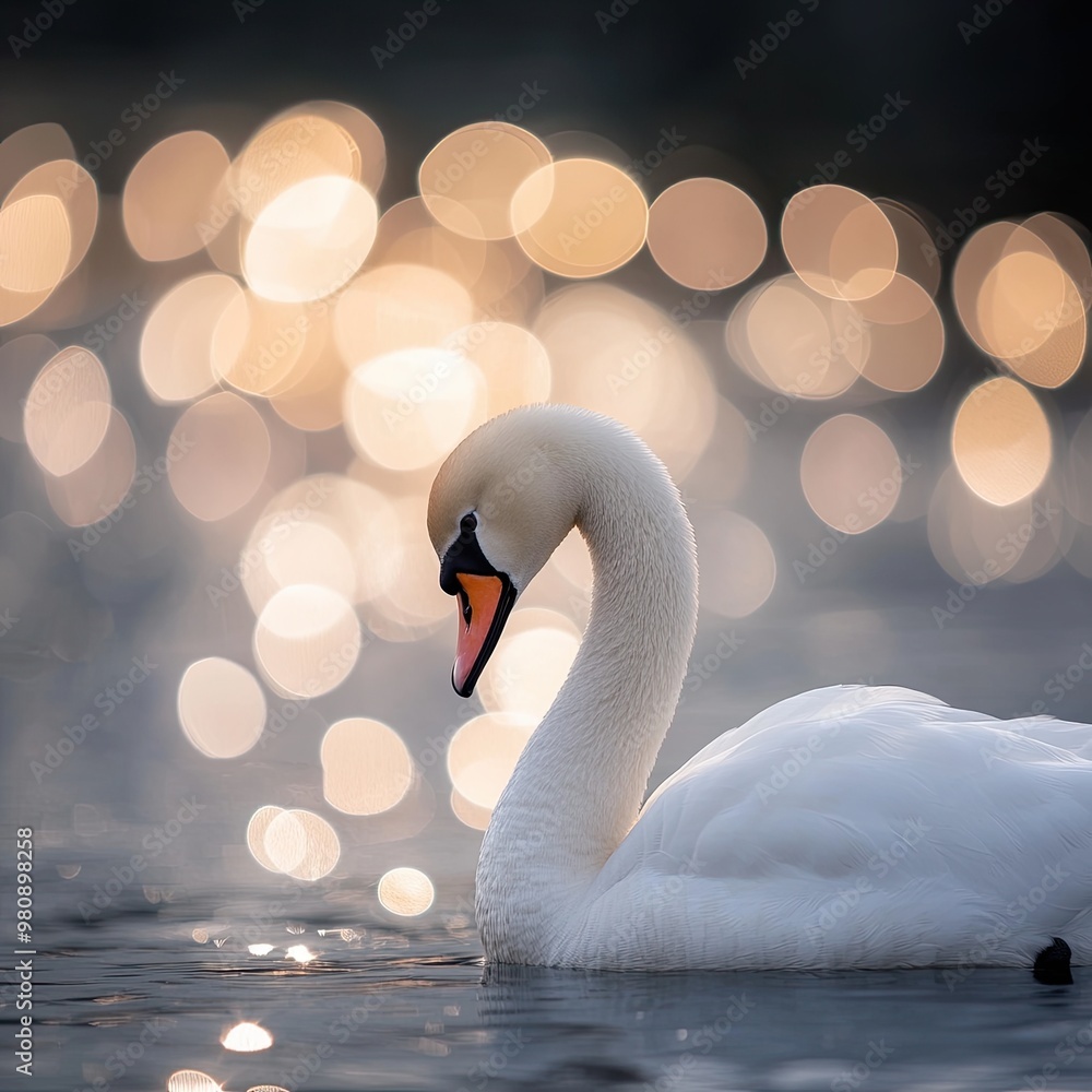 Fototapeta premium swan isolated on abstract background