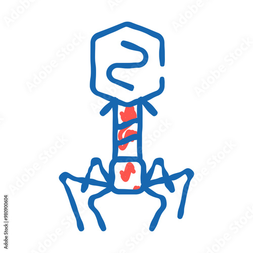 bacteriophage virus doodle icon sketch vector. bacteriophage virus sign. isolated symbol illustration