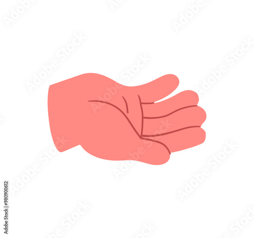 Hand, pointing, leaning, grasping, clenching, holding, different arm action, gesture symbol, different hand gestures, signs shown with palm and fingers isolated on background flat vector illustration.