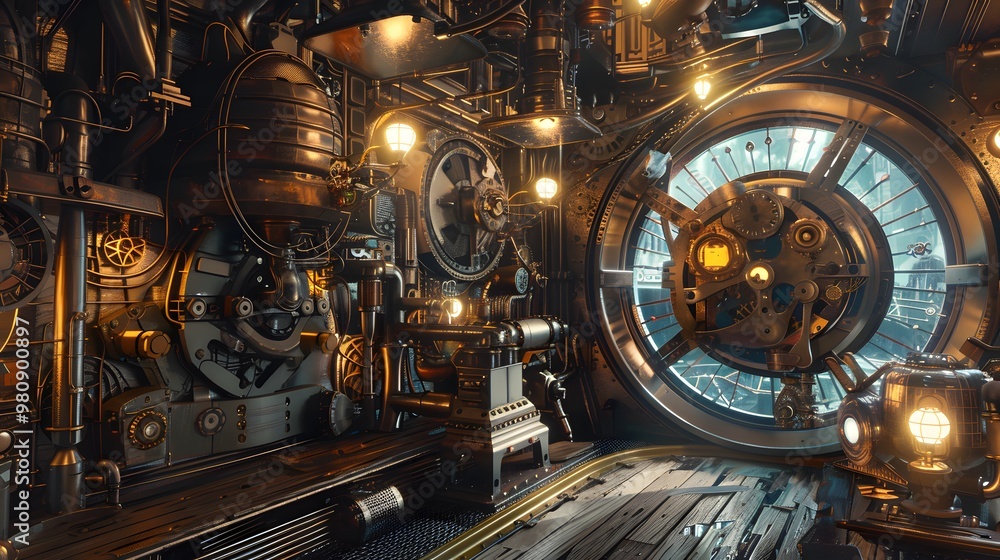 Fototapeta premium Steampunk Machinery Room.