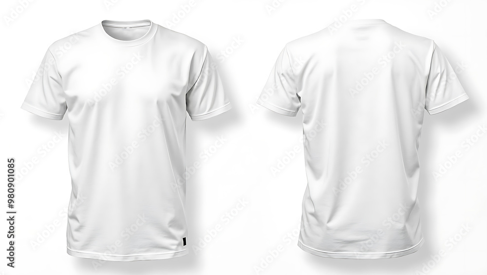 Front and Back View of a Plain White T-Shirt Mockup Front and Back View of a Plain White T-Shirt Mockup