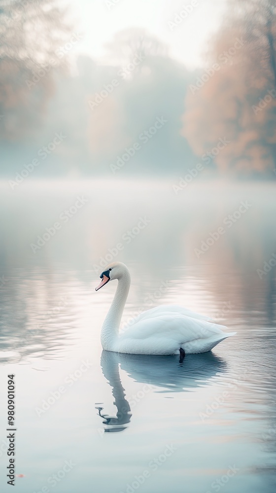 Fototapeta premium swan isolated on cute background