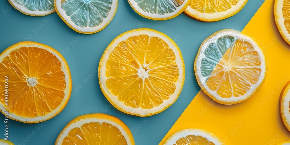 Obraz premium Assorted Fresh Citrus Fruit Slices in Vibrant Arrangement