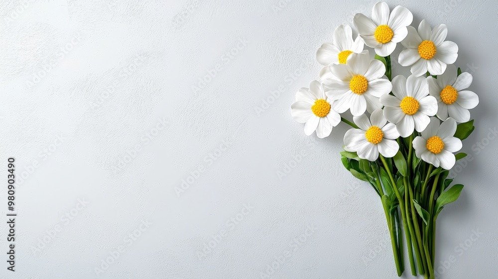 Fresh White Daisies on Light Background Fresh White Daisies on Light Background
