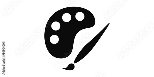 Wallpaper Mural Painter palette and paint brush icon vector icon black isolated. Torontodigital.ca