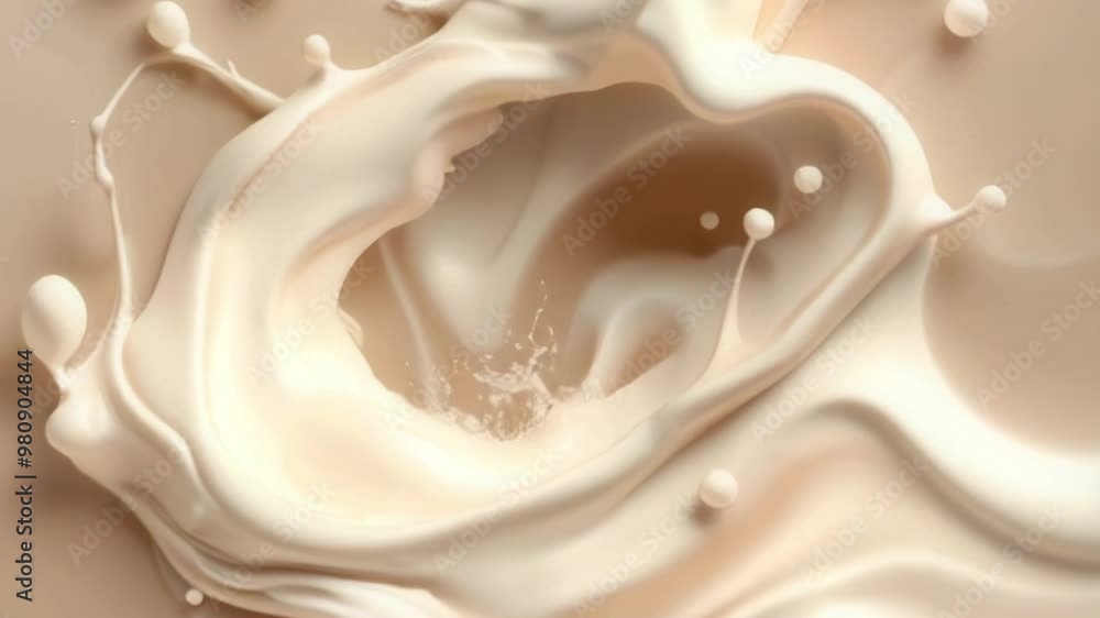 Abstract animation with a beautiful splash of flowing milk. Modern concept background Abstract animation with a beautiful splash of flowing milk. Modern concept background