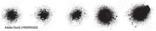Collection of ink splashes for explosion effect .Set of Black Spray paint effect. Place stains and splats in this pack over any object to create grunge effect .Spray paint drips .abstract vector.