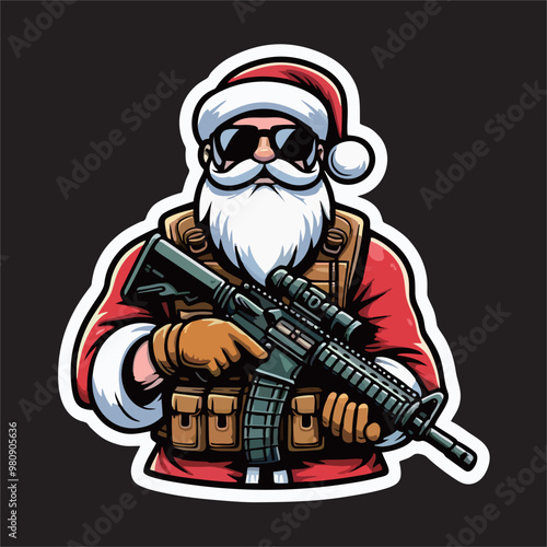 vector santa claus wearing a tactical vest