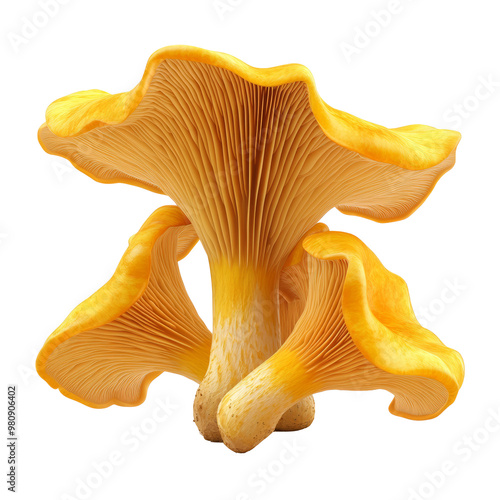 yellow chanterelle mushroom isolated on white background