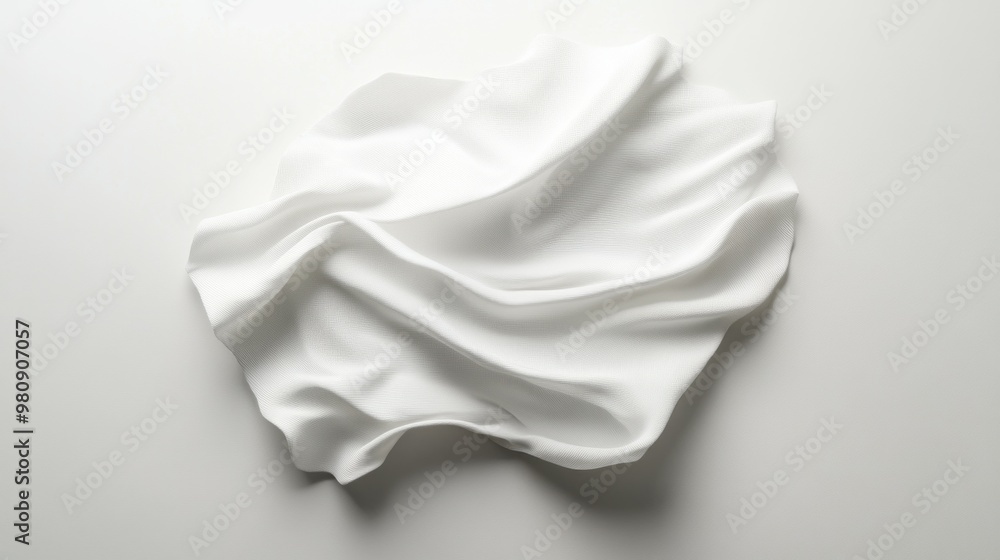 White fabric dress piece flying in the air on white background White fabric dress piece flying in the air on white background