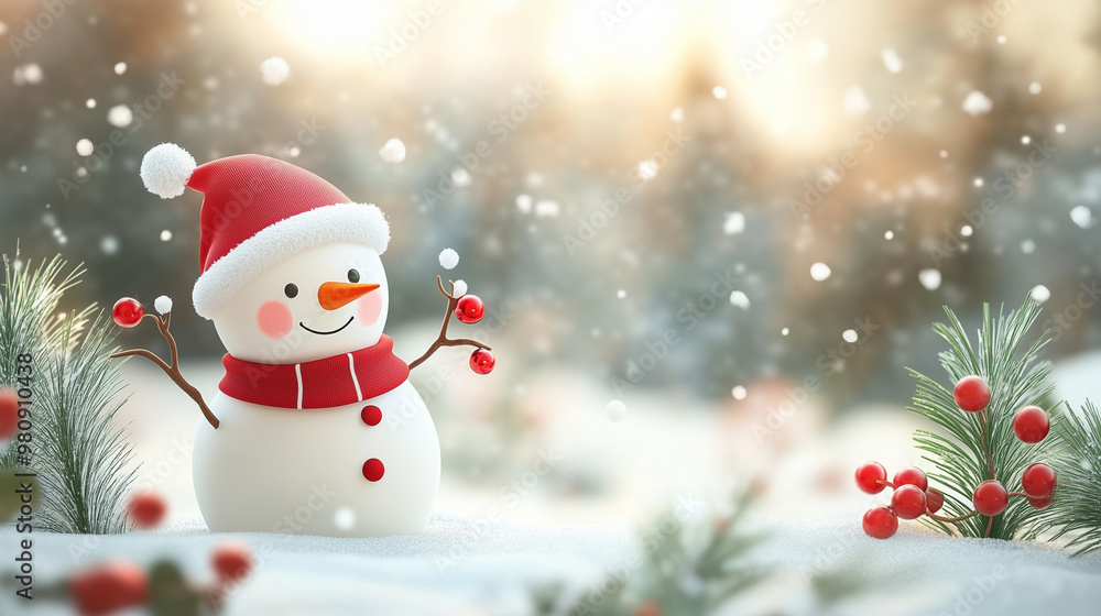 Fototapeta premium Christmas snowman background wallpaper