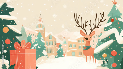 Wallpaper Mural Christmas reindeer background wallpaper Torontodigital.ca