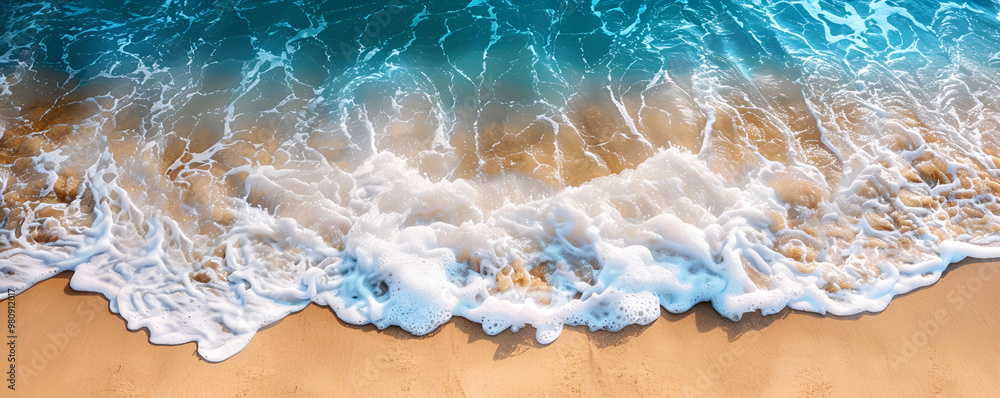 Aerial View of Beach Waves on Sandy Shore Aerial View of Beach Waves on Sandy Shore