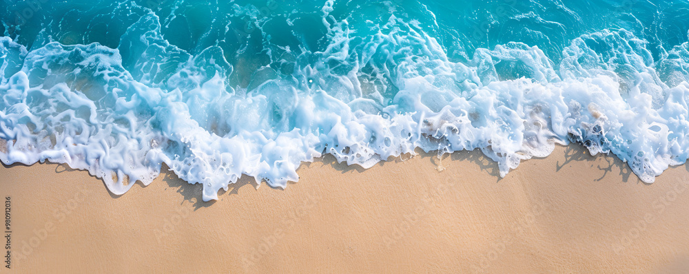 Aerial View of Beach Waves on Sandy Shore Aerial View of Beach Waves on Sandy Shore