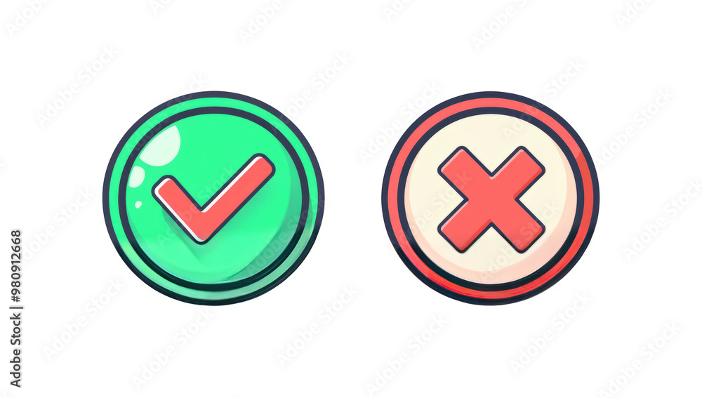 Green checkmark and red x sign Green checkmark and red x sign
