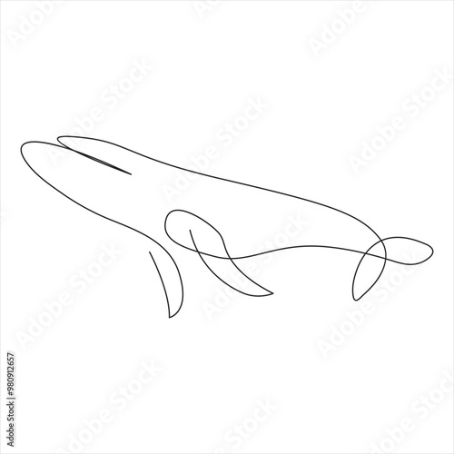 PrintContinuous one line drawing of orca whale. One line drawing illustration of whale killer fish. World aquatic animal day 