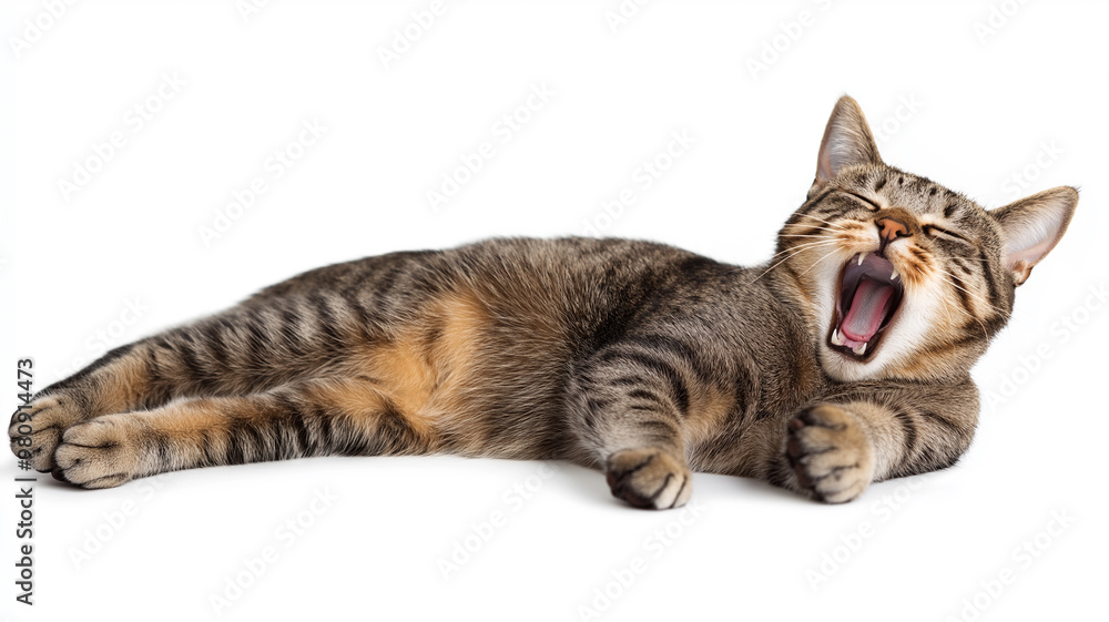 Yawning Tabby Cat Relaxing Yawning Tabby Cat Relaxing