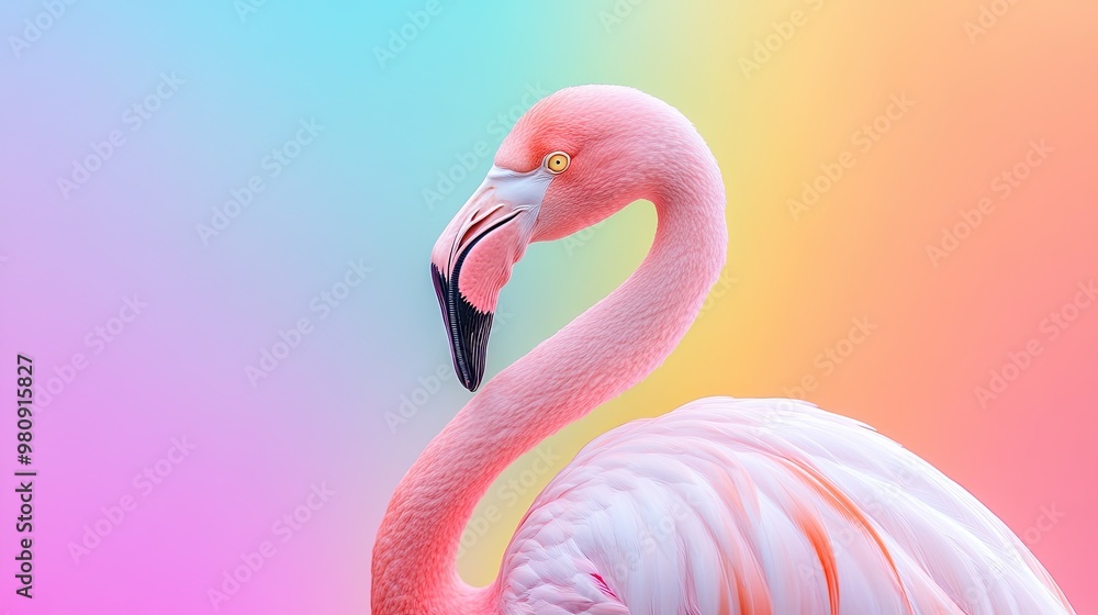 Fototapeta premium flamingo isolated on colorful background