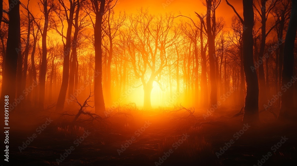Mystical Forest Sunset Silhouettes Of Trees In Golden Light Mystical Forest Sunset Silhouettes Of Trees In Golden Light