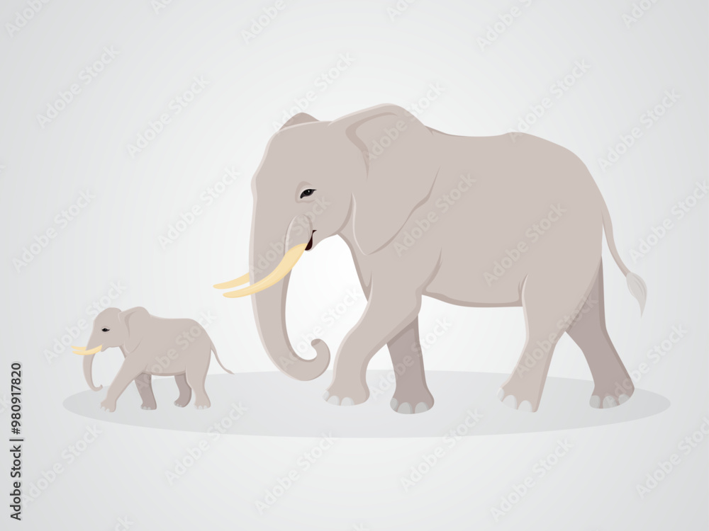 Naklejka premium Elephen Asia animal illustration design isolate background 