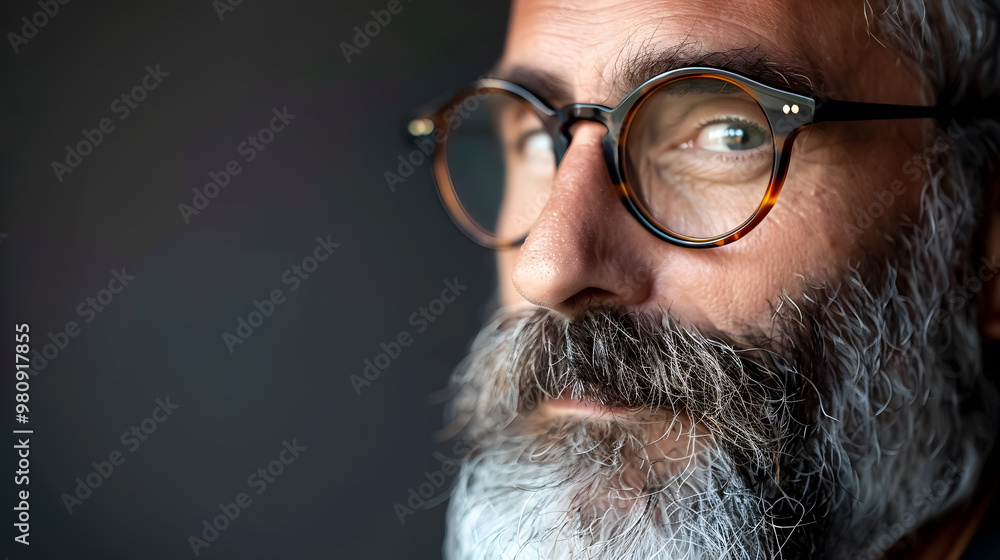 Bearded middle-aged man wearing glasses. Bearded middle-aged man wearing glasses.