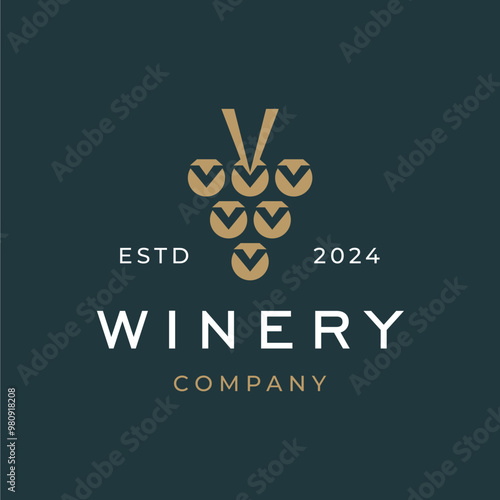 Letter V Grapes Logo