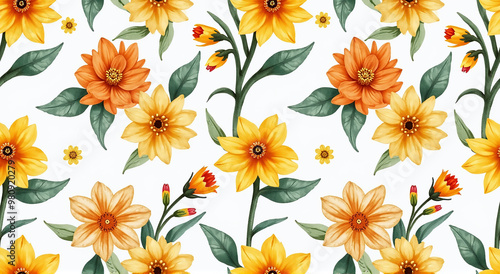 Wallpaper Mural seamless pattern with flowers Torontodigital.ca