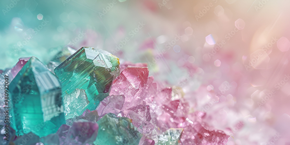 Vibrant Colored Crystals and Minerals with Bokeh Background Vibrant Colored Crystals and Minerals with Bokeh Background