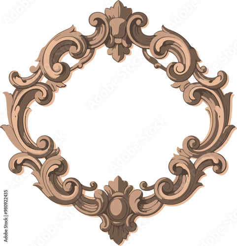 중세시대 바로크 장식 프레임 일러스트레이션