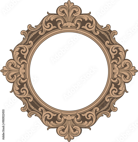 중세시대 바로크 장식 프레임 일러스트레이션